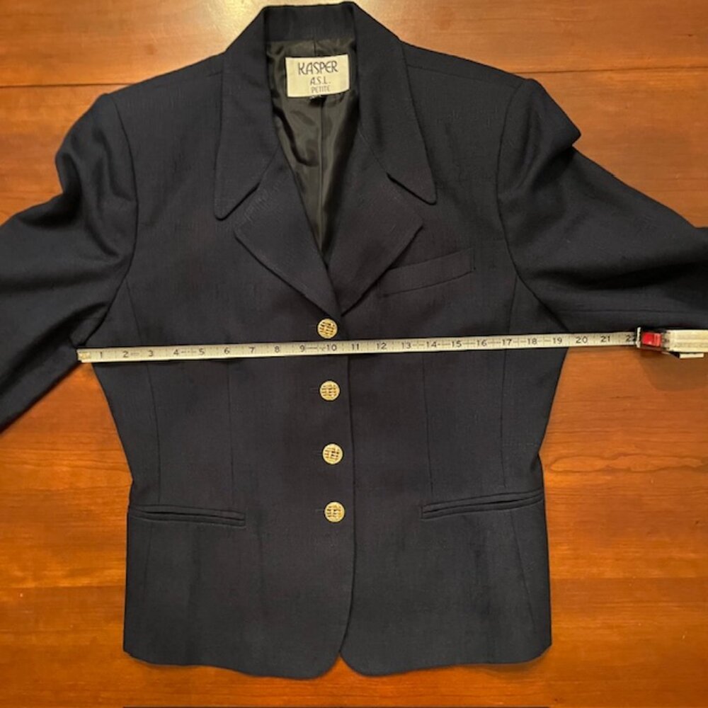 Women’s Navy blazer Suit Jacket Gold Button office work business casual 12P - Picture 9 of 11